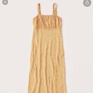 Abercrombie Yellow side slit midi dress